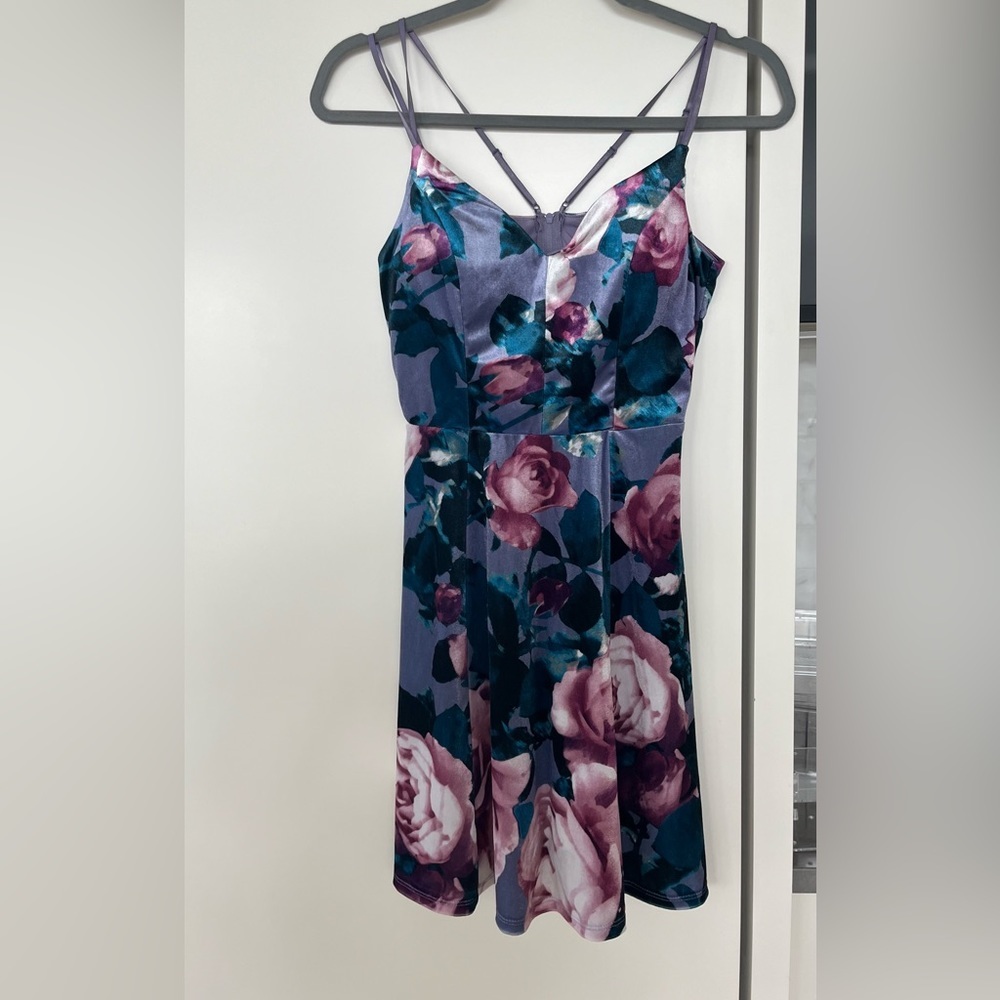 Love Nickie Lew Floral Velvet Mini Dress